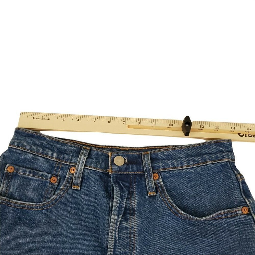 Levis 501 Shorts Womens 26 Blue Cut-Off High Rise Button Fly Raw Hem Boho Summer - Picture 11 of 12